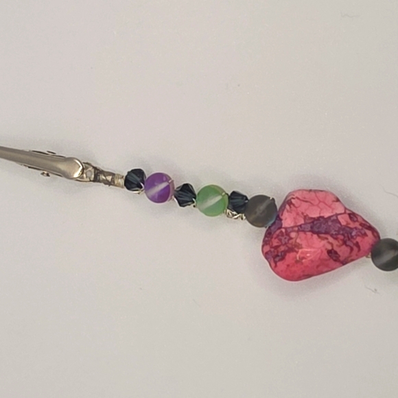 Pink and Purple Beaded Hair Clip - Picture 1 of 3
